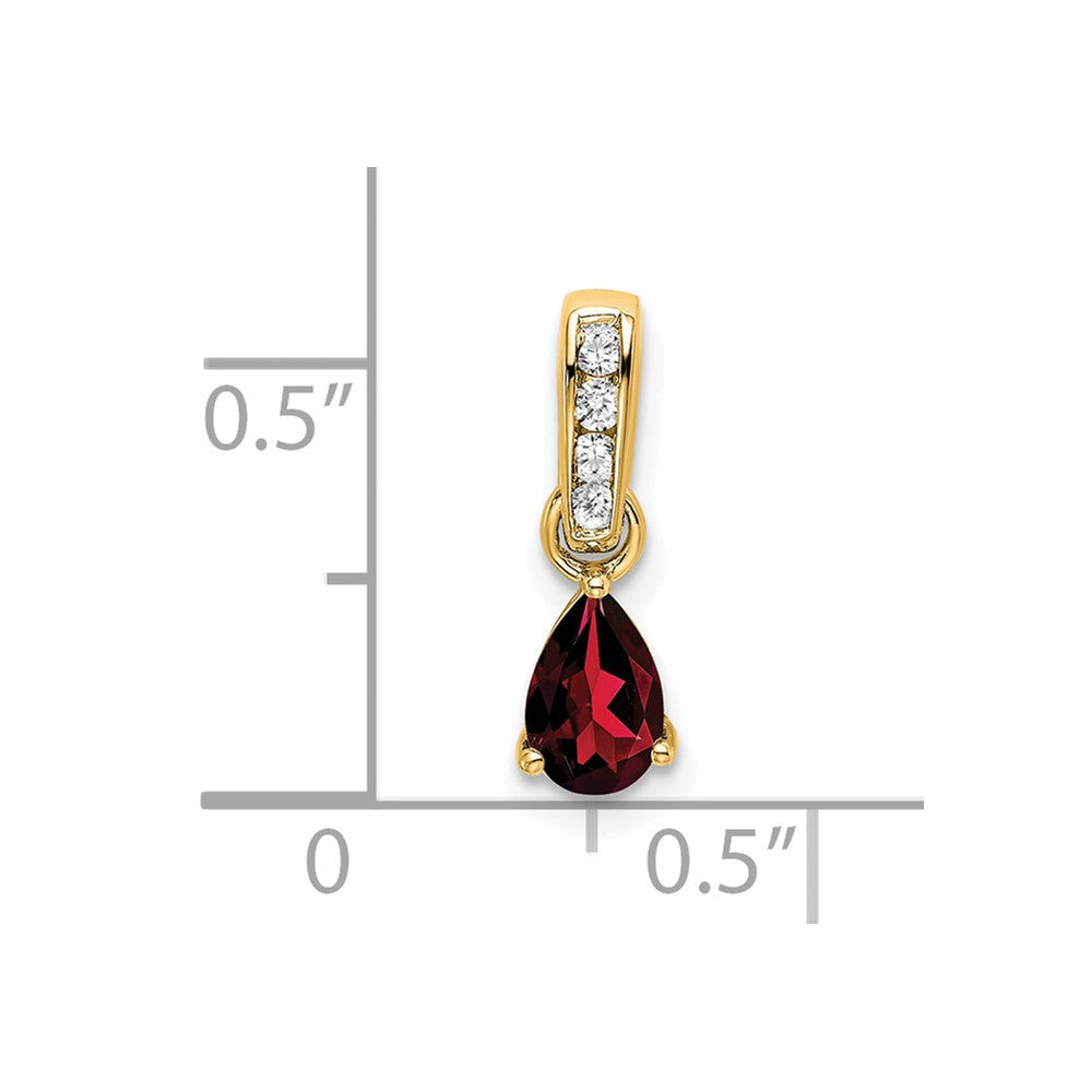 14k Yellow Gold Pear Garnet and Diamond Pendant