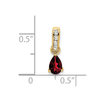 14k Yellow Gold Pear Garnet and Diamond Pendant