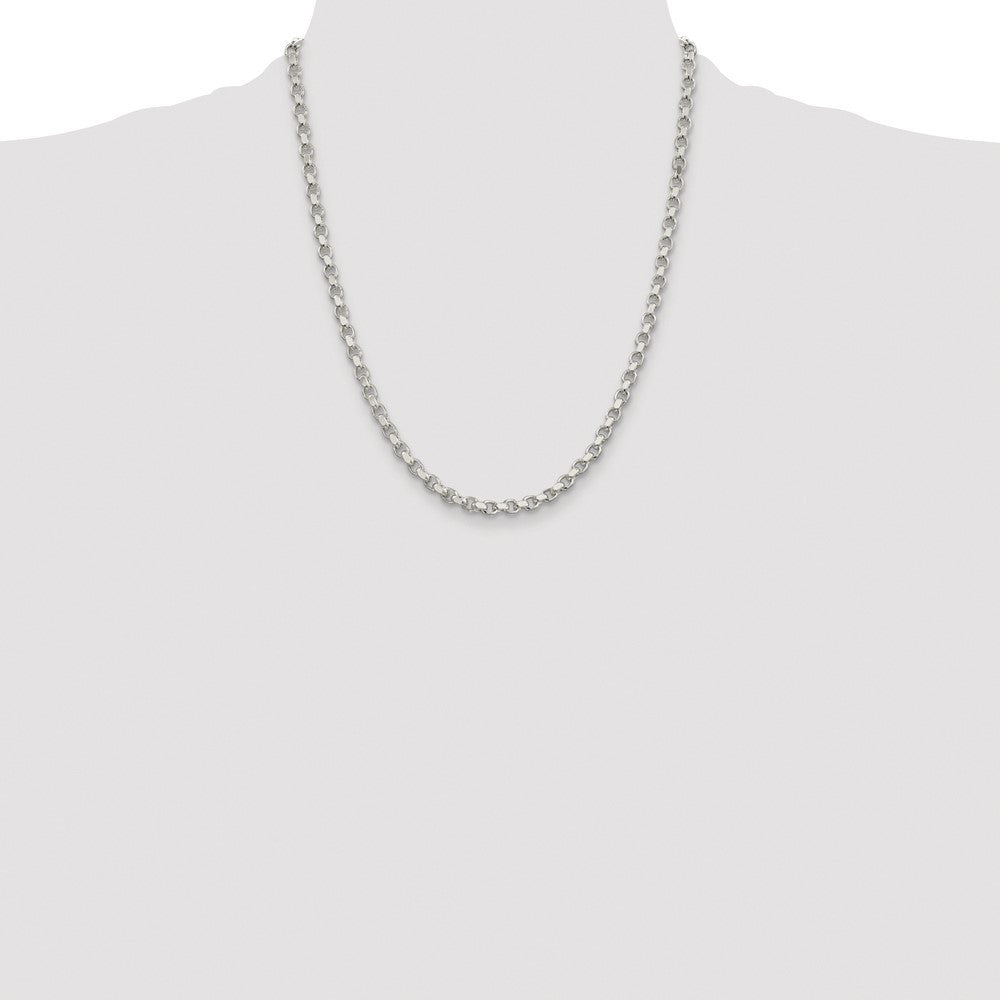 Sterling Silver Rhodium-plated 4mm Diamond-cut Rolo Chain Necklace 22"