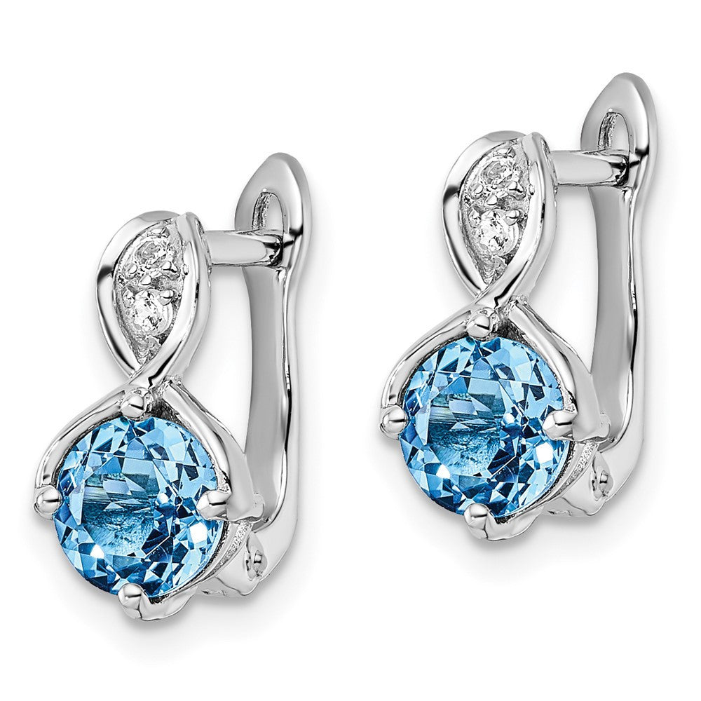 Sterling Silver Rhodium-plated Swiss BT/White Topaz Hinged Dangle Earrings