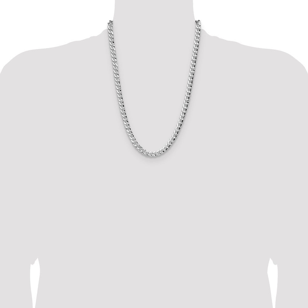 Sterling Silver 7.6mm Hammered Curb Chain Necklace 24"