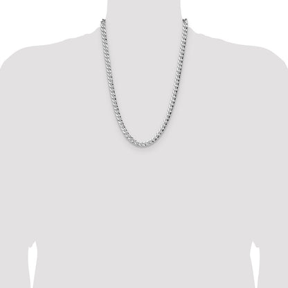 Sterling Silver 7.6mm Hammered Curb Chain Necklace 24"