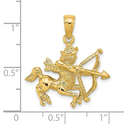 14k Yellow Gold Large Sagittarius Zodiac Charm Pendant