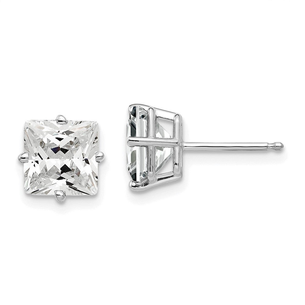 14k White Gold 7mm Cubic Zirconia Stud Earrings