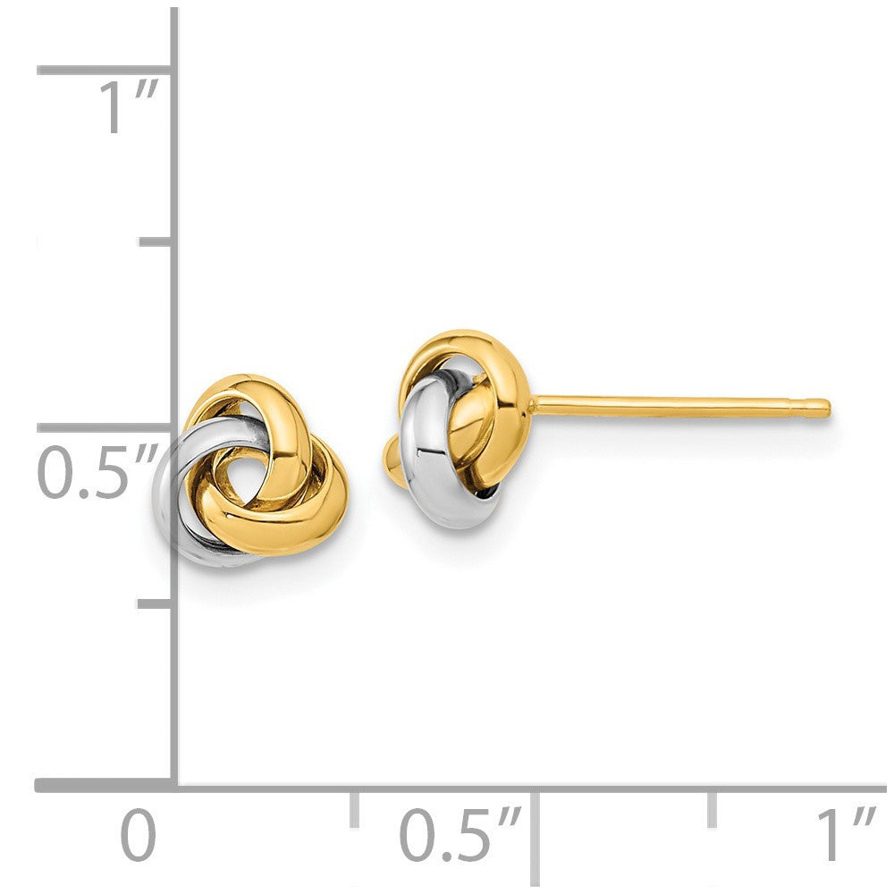 14k Two-tone Gold Polished Love Knot Stud Earrings