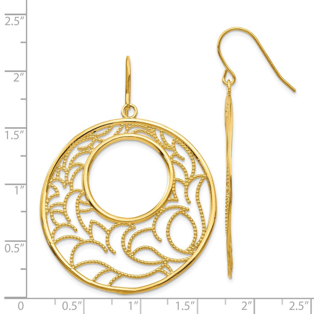 14k Yellow Gold Circle Drop & Dangle Earrings