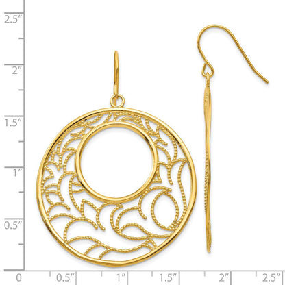 14k Yellow Gold Circle Drop & Dangle Earrings