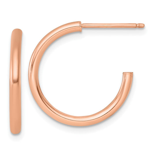 14k Rose Gold Polished 2.0 x 20mm Tube C-Hoop Earrings