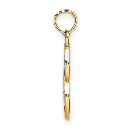 14k Yellow Gold and Rhodium LIVE LOVE LAUGH In Heart Charm Pendant