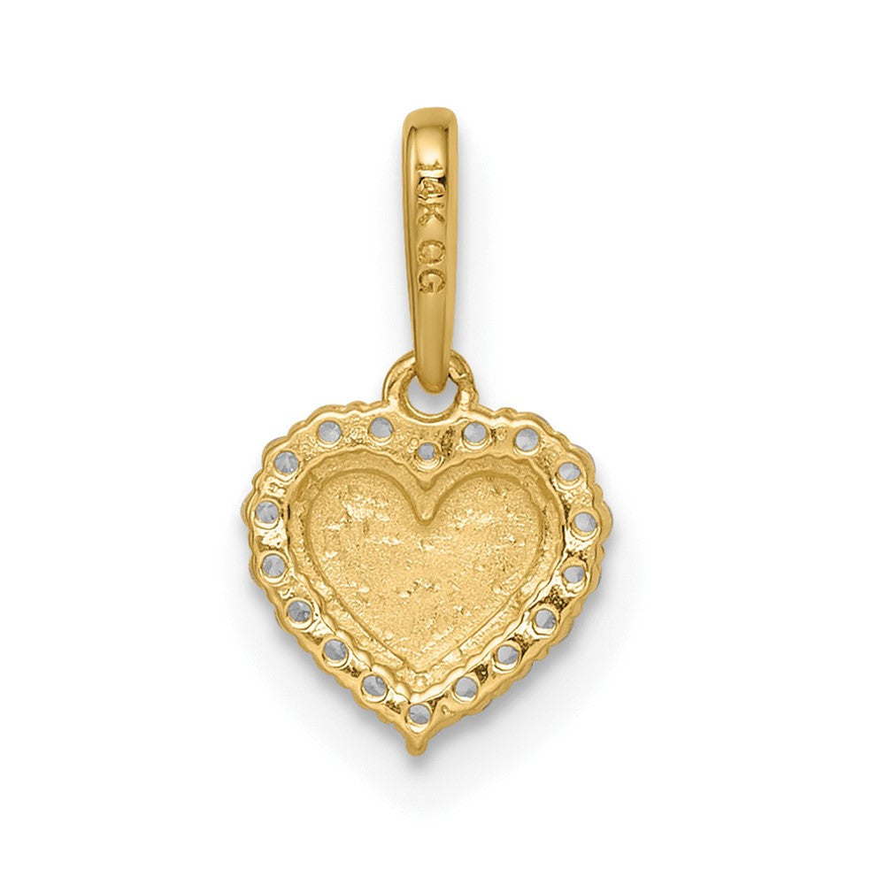 14k Yellow Gold Madi K CZ Diamond Cut Heart Pendant