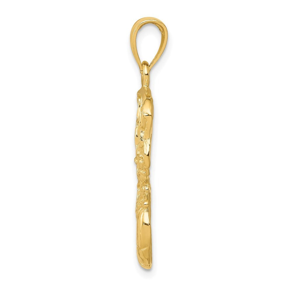 14k Yellow Gold Swoosh Basketball and Net Pendant