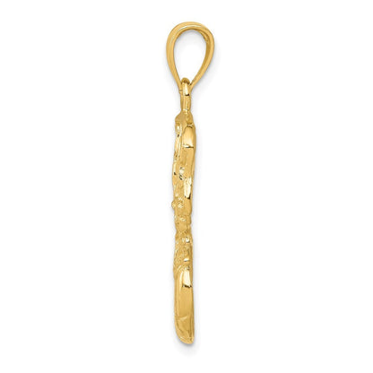 14k Yellow Gold Swoosh Basketball and Net Pendant