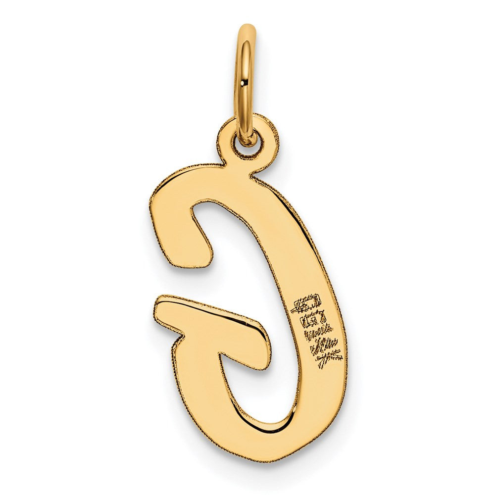 14k Yellow Gold Medium Script Letter G Initial Charm Pendant