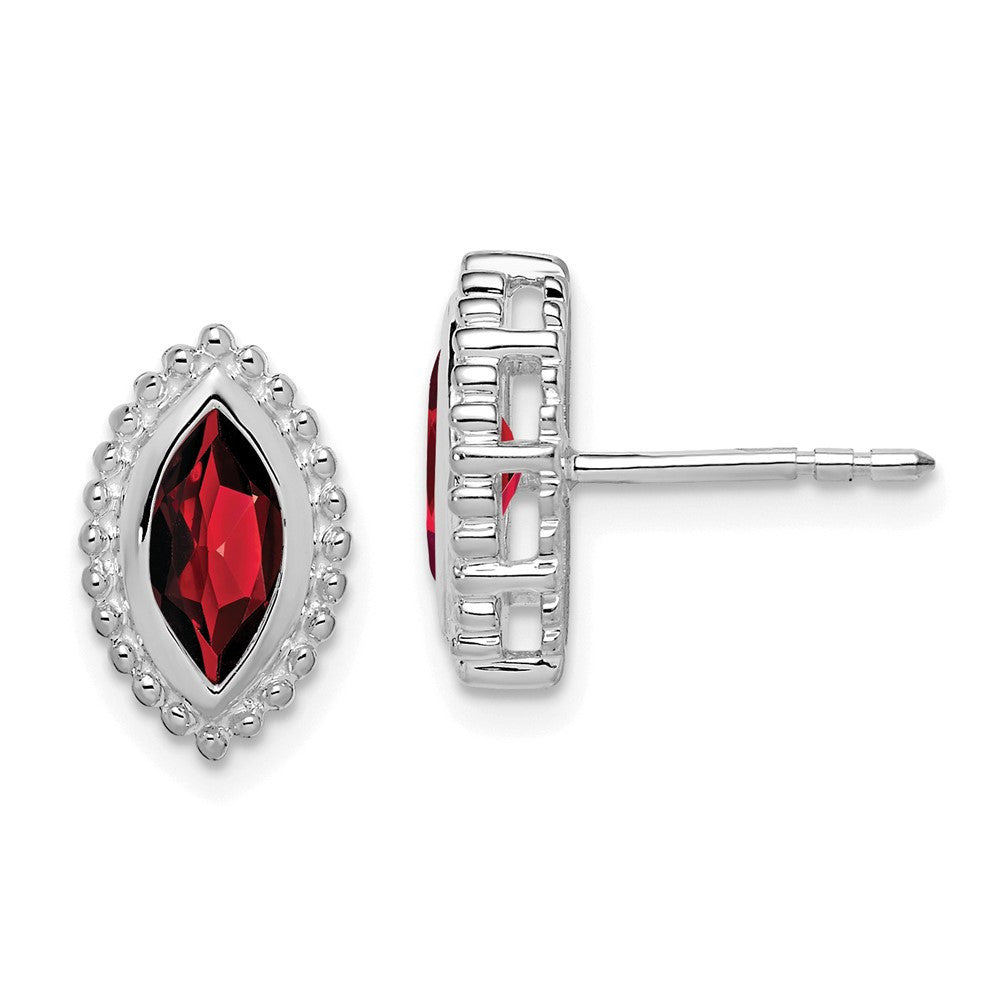 14k White Gold Marquise Garnet Stud Earrings