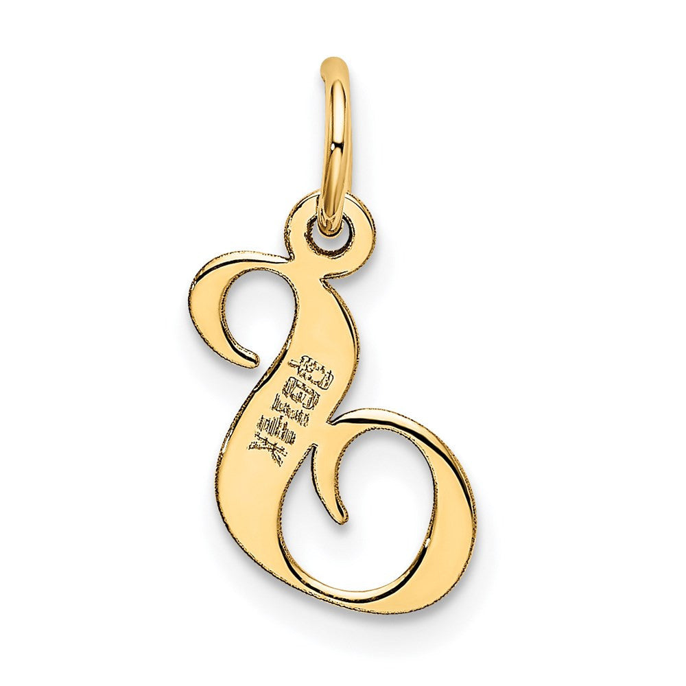 14k Yellow Gold Small Fancy Script Letter S Initial Charm Pendant