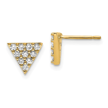 14k Yellow Gold Diamond Triangle Stud Earrings