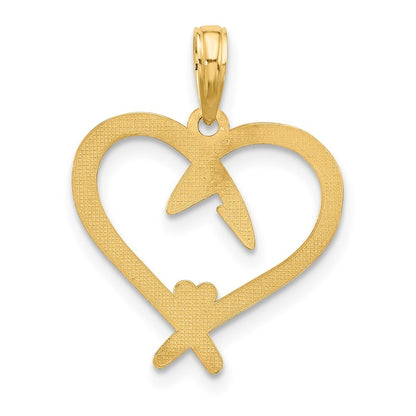 14k Yellow Gold Fancy Heart Charm Pendant
