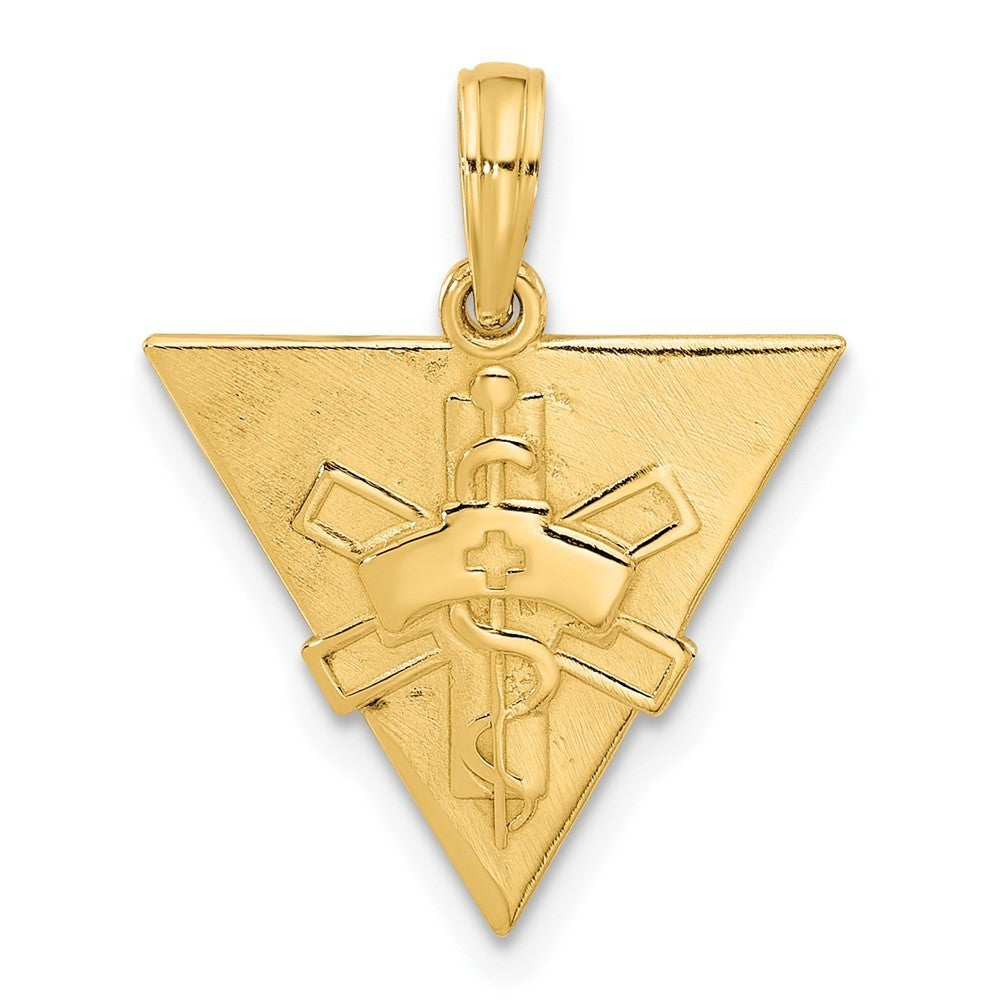 14k Yellow Gold Polished Triangle Caduceus Charm Pendant