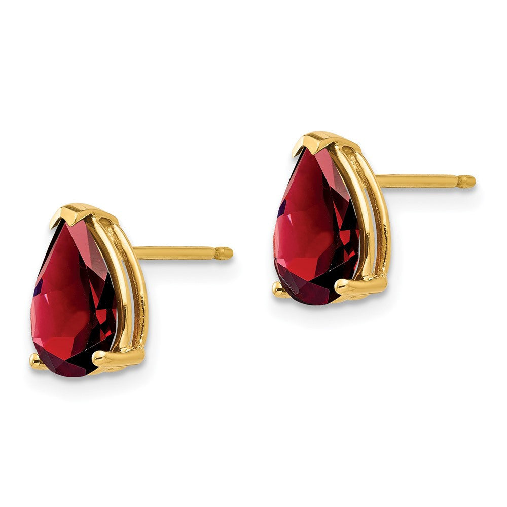 14k Yellow Gold 9x6mm Pear Garnet Stud Earrings