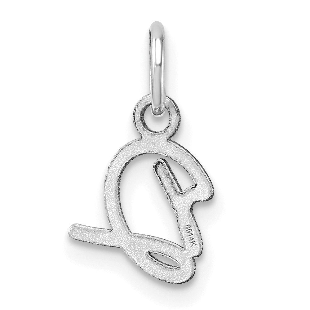 14k White Gold Uppercase Letter D Initial Charm Pendant
