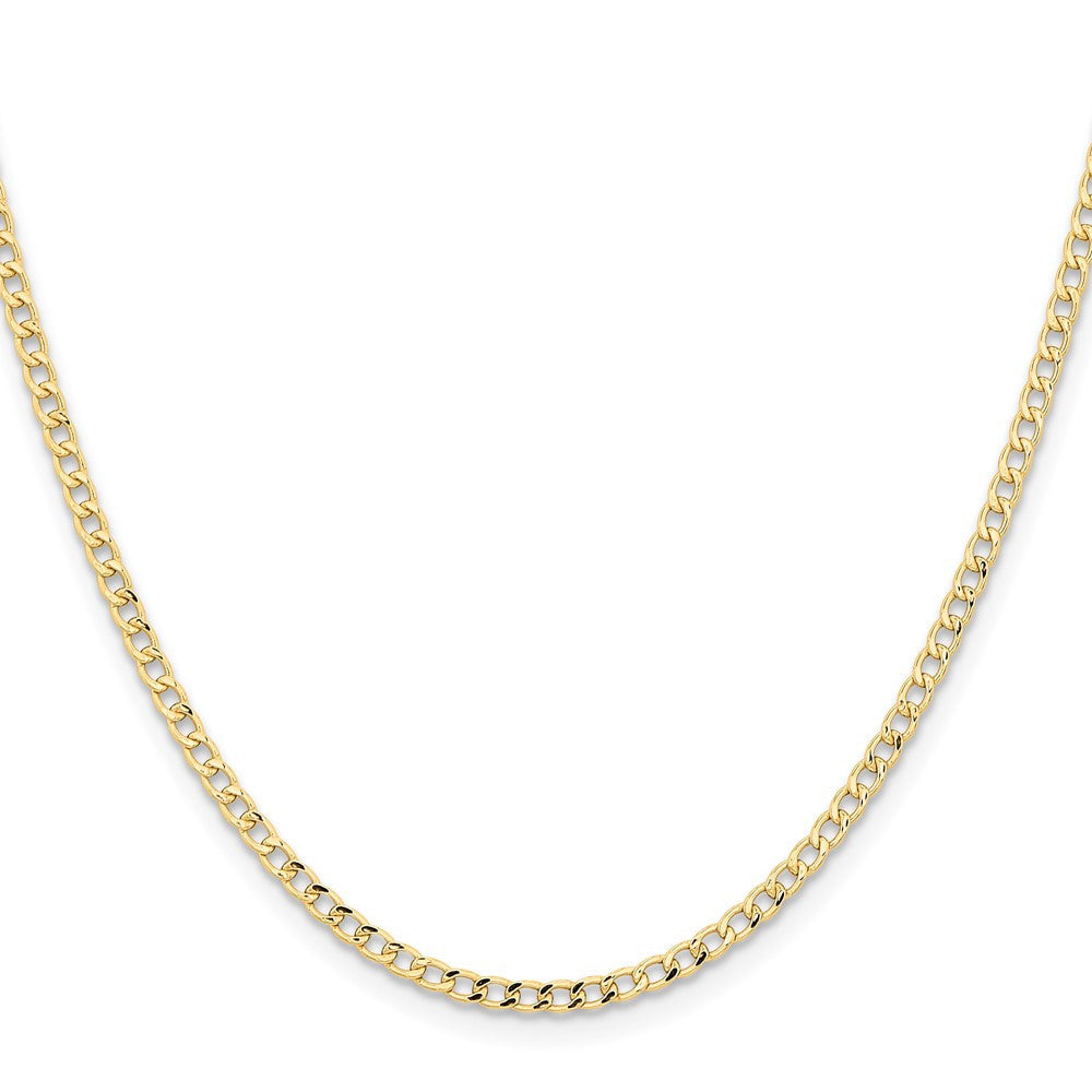 14k Yellow Gold 2.85mm Semi-Solid Curb with Lobster Clasp Chain Necklace 28"