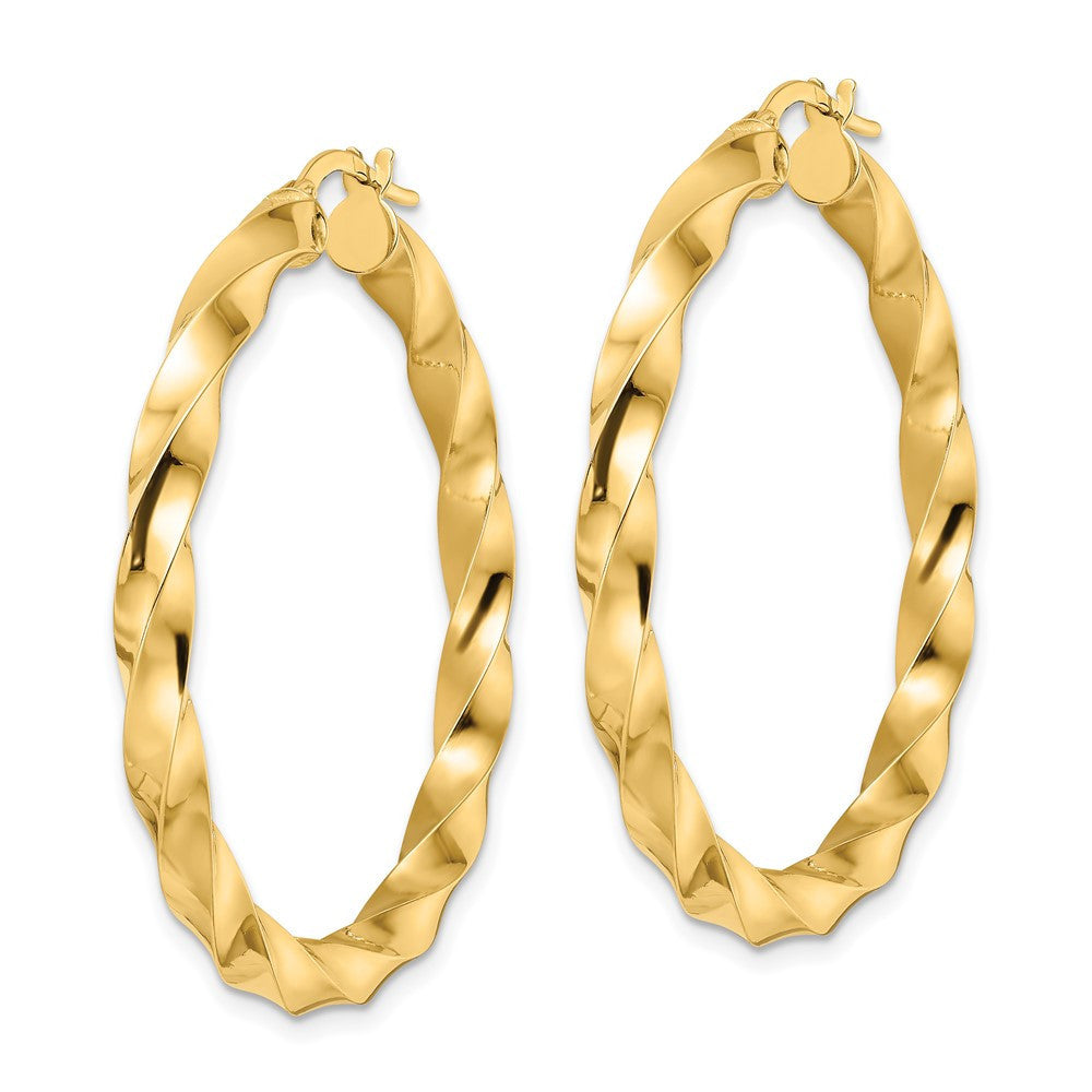 14k Yellow Gold Polished Twisted Hoop Earrings