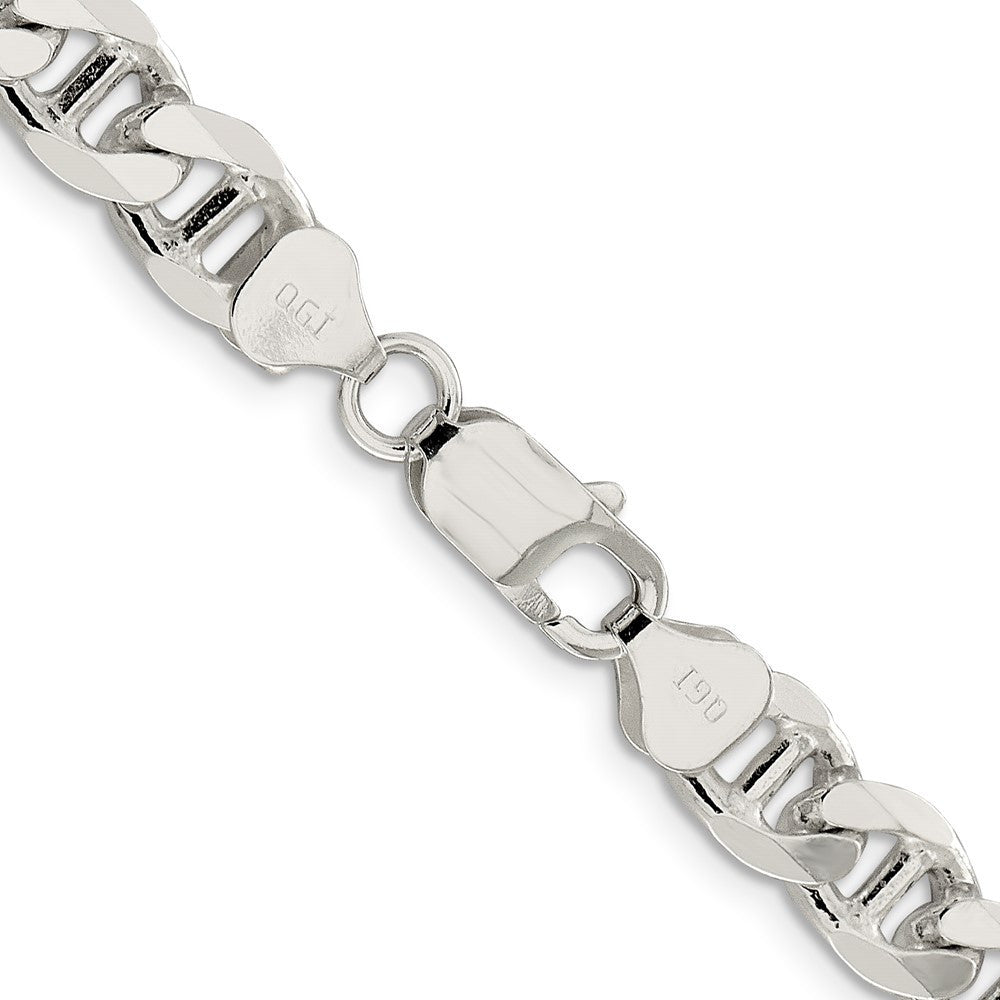 Sterling Silver 8.25mm Diamond-Cut Flat Anchor Curb Chain Necklace 20"