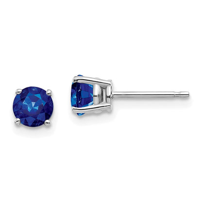 14k White Gold Sapphire Stud Earrings