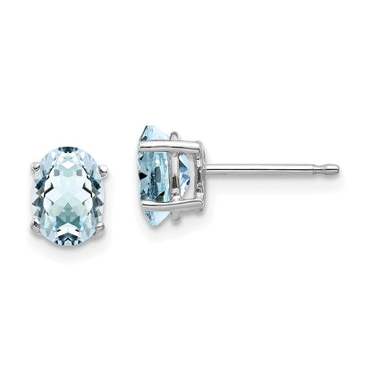 14k White Gold Aquamarine Stud Earrings