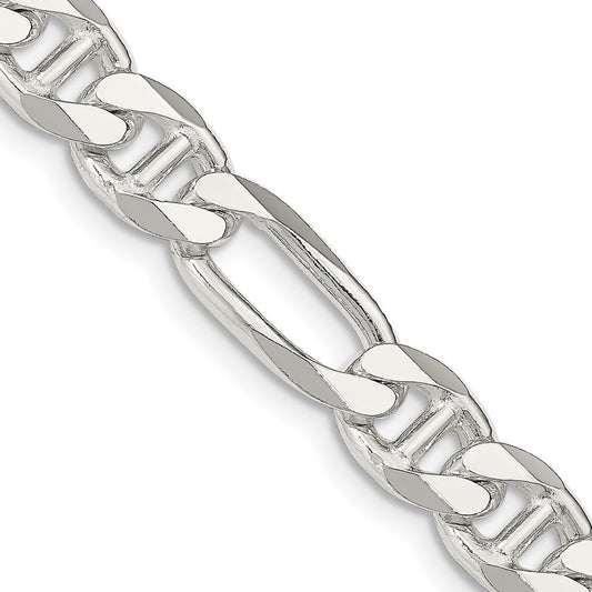 Sterling Silver 8.25mm Figaro Anchor Chain Necklace 30"