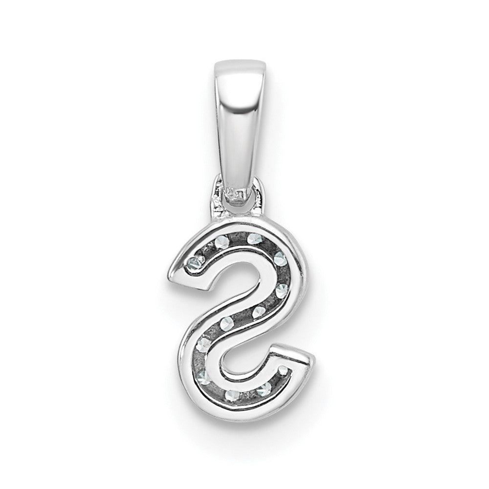 14k White Gold Diamond Letter S Initial with Bail Pendant