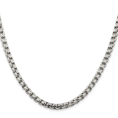 Sterling Silver 5.2mm Round Box Chain Necklace 18"