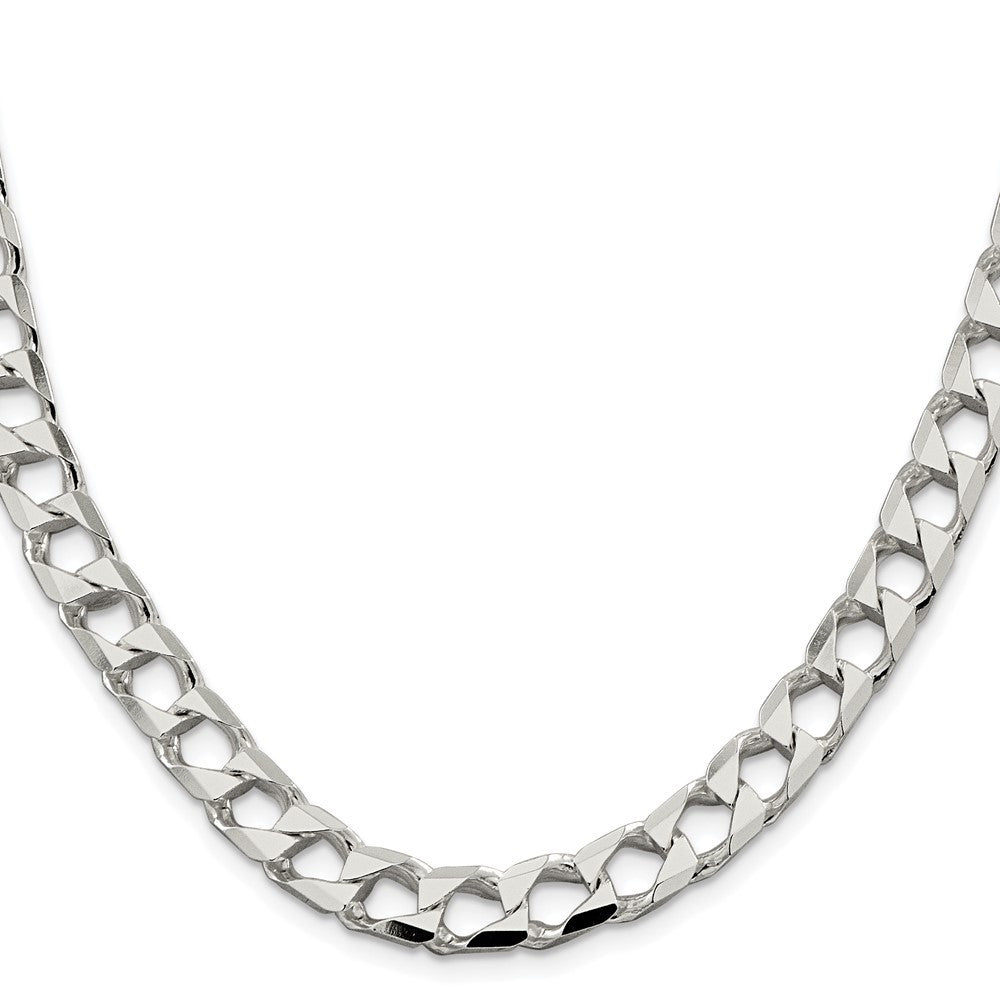 Sterling Silver Rhodium-plated Diamond-Cut Square Curb Chain Necklace 24"