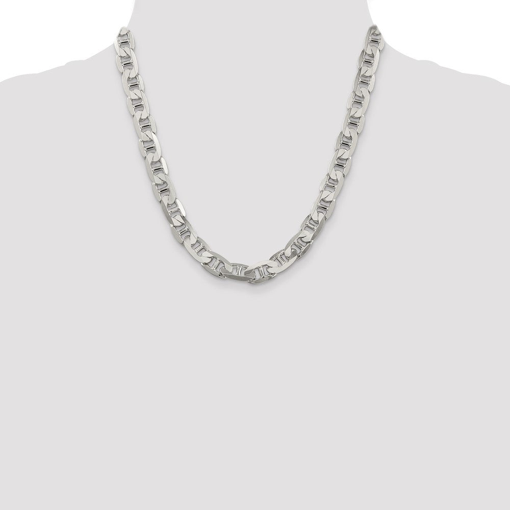 Sterling Silver 9.5mm Flat Anchor Chain Necklace 20"