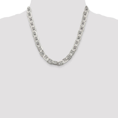 Sterling Silver 9.5mm Flat Anchor Chain Necklace 20"