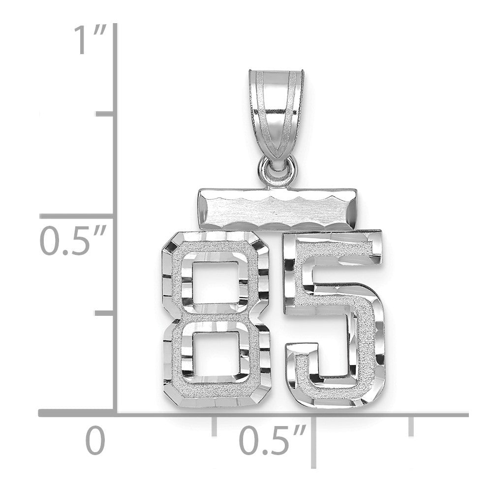 14k White Gold Small Brushed Diamond-cut Number 85 Charm Pendant