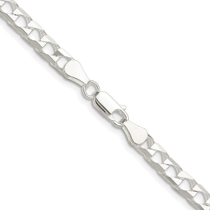Sterling Silver Rhodium-plated 5mm Diamond-Cut Square Curb Chain Necklace 24"