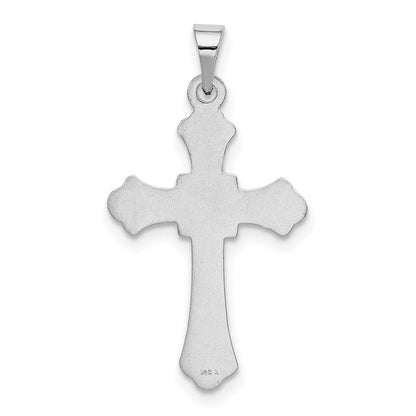 14k White Gold Budded Cross Charm Pendant