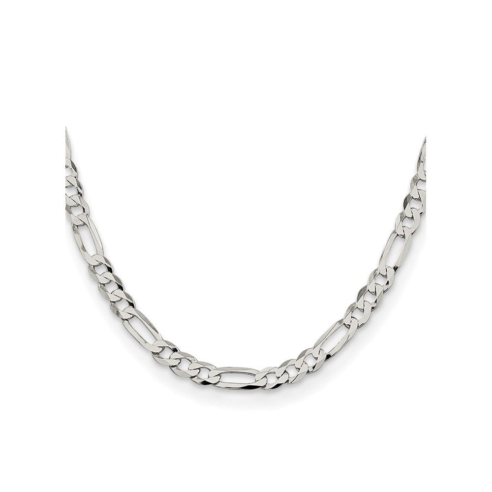 Sterling Silver 7.0mm Lightweight Flat Figaro Chain Necklace 26"