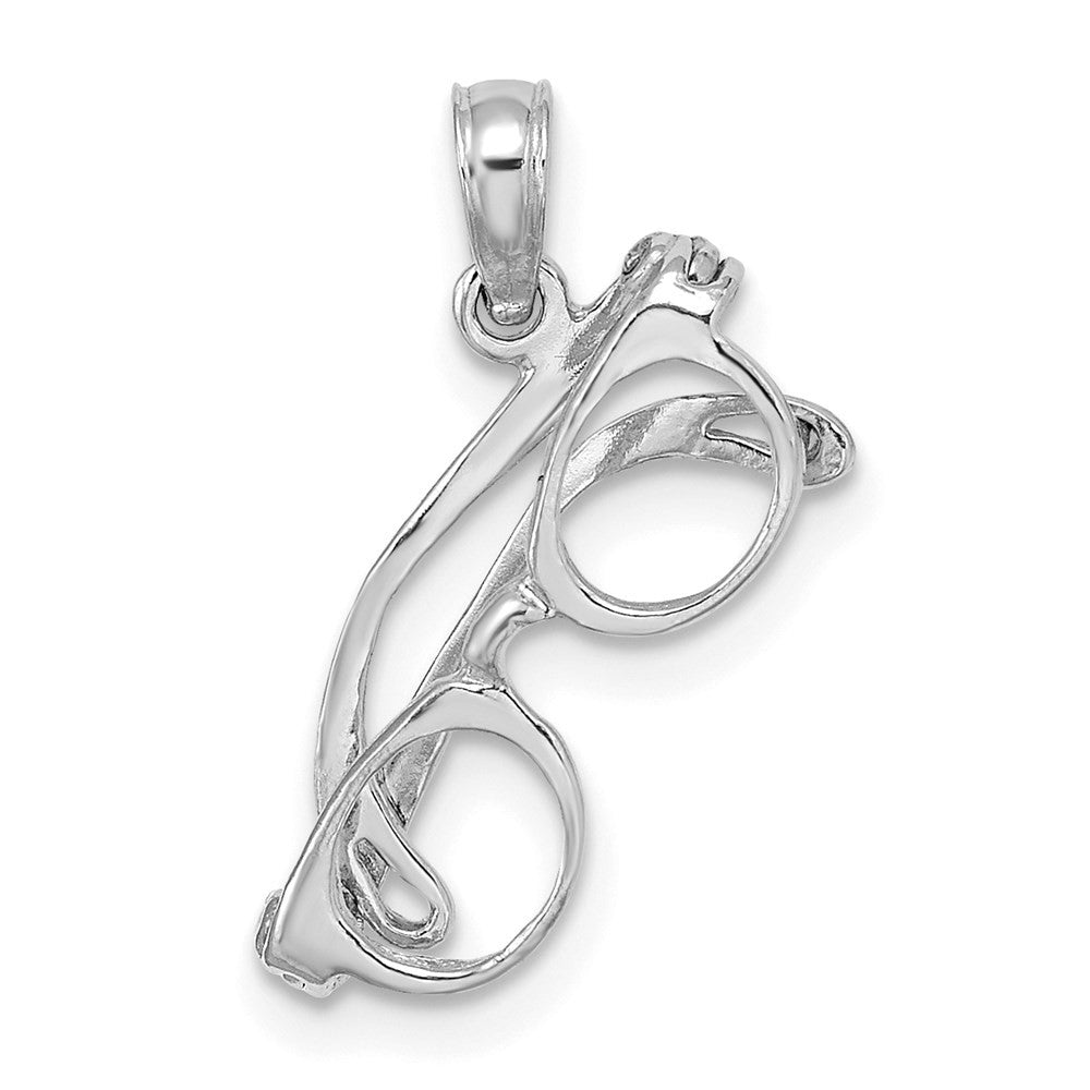 14k White Gold 3-D Moveable Glasses Charm Pendant