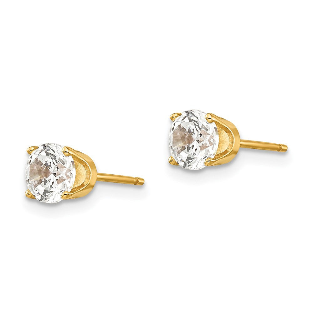 14k Yellow Gold 5mm Cubic Zirconia stud earrings
