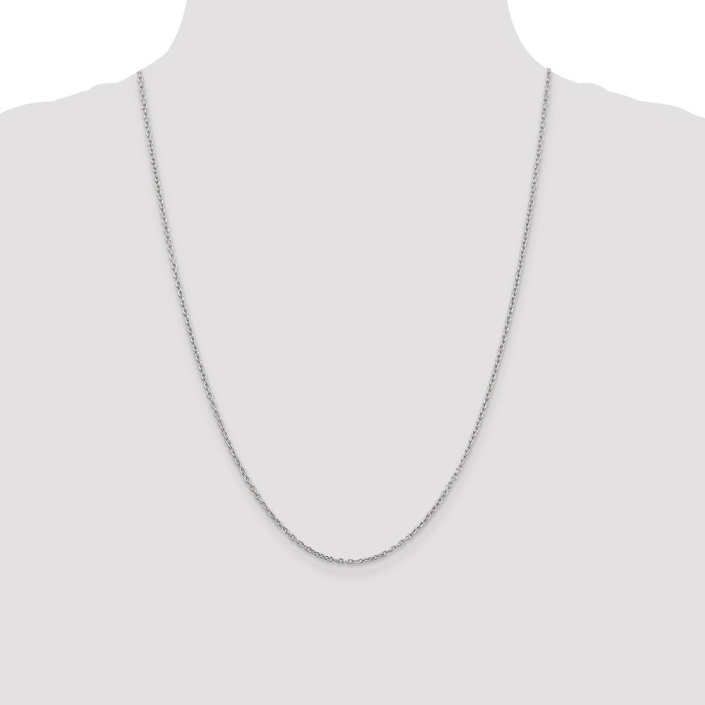 14K White Gold 2mm Round Open Link Cable with Lobster Clasp Chain Necklace 24"