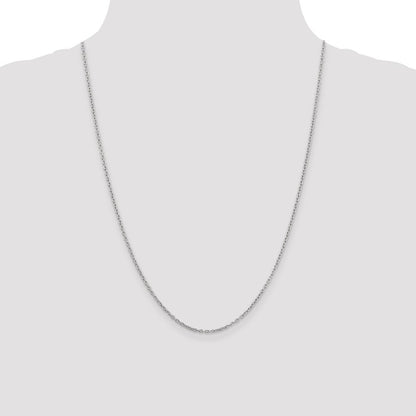14K White Gold 2mm Round Open Link Cable with Lobster Clasp Chain Necklace 24"