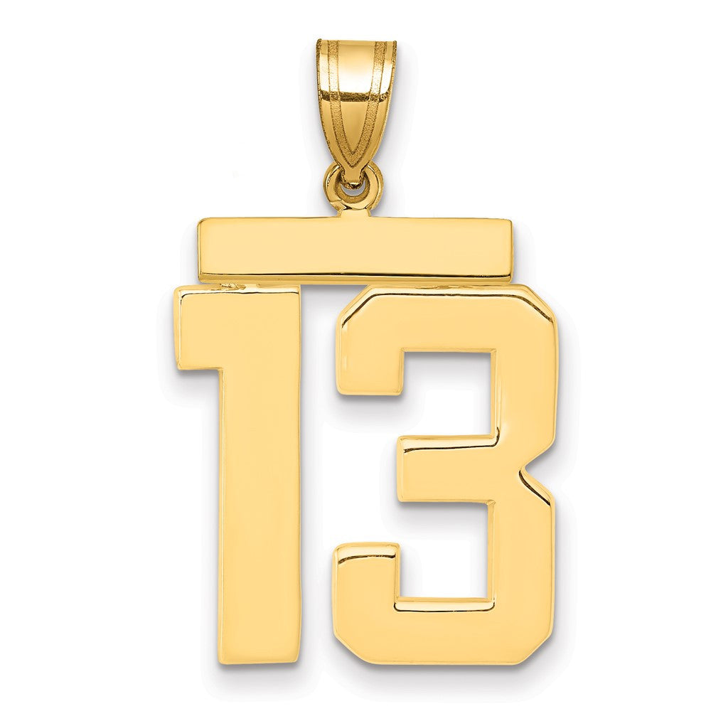 14k Yellow Gold Large Polished Number 13 Charm Pendant