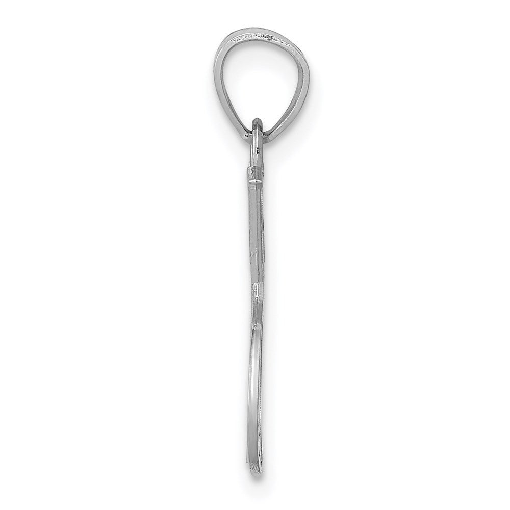 14k White Gold Double Tennis Racquet Charm Pendant