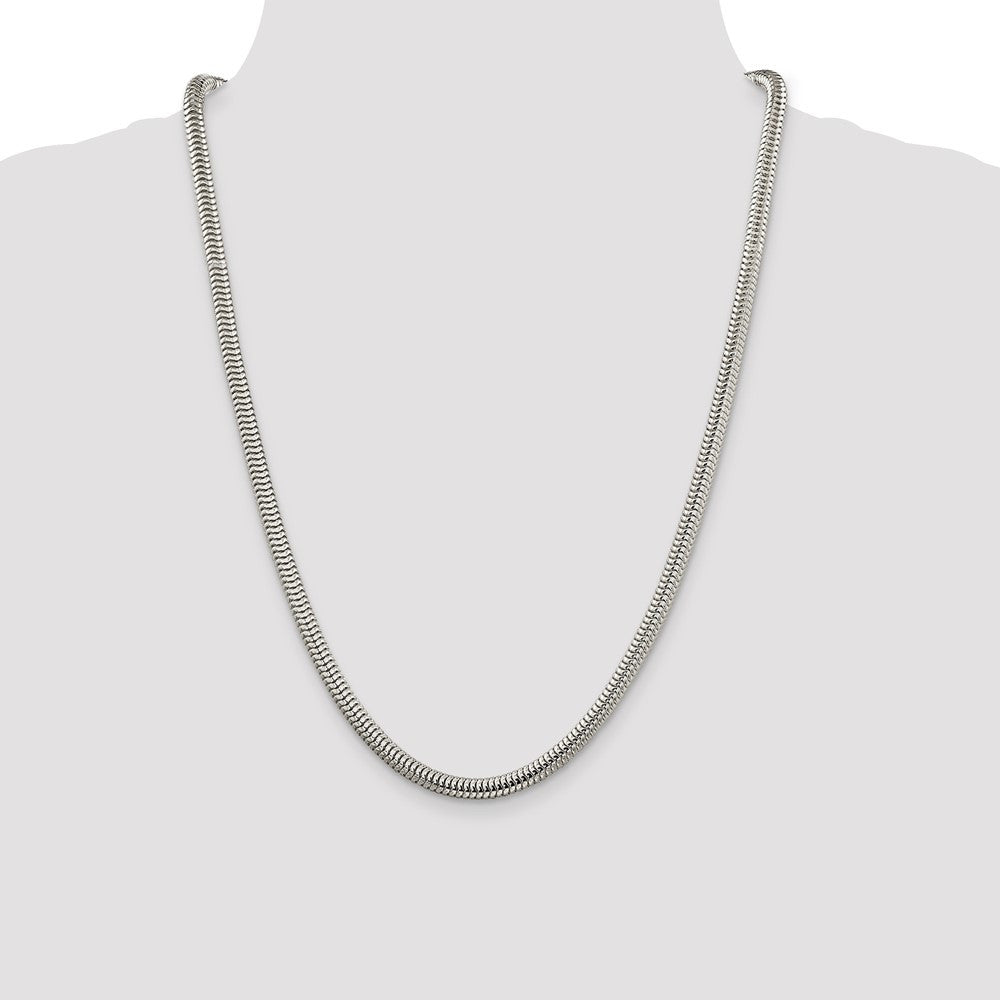 Sterling Silver 5mm Round Snake Chain Necklace 24"