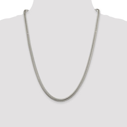 Sterling Silver 5mm Round Snake Chain Necklace 24"