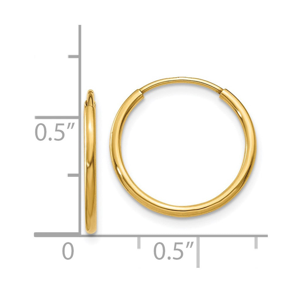 14k Yellow Gold 1.25mm Endless Hoop Earring