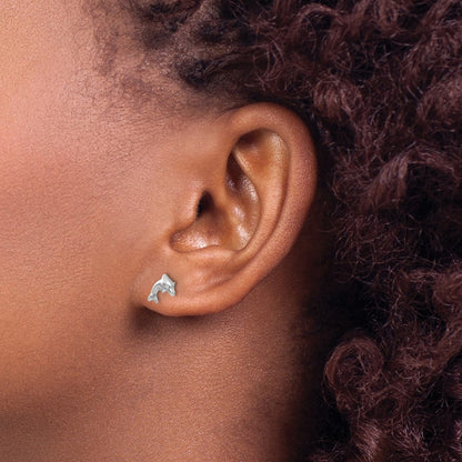14K White Gold Sm. Dolphin Stud Earrings