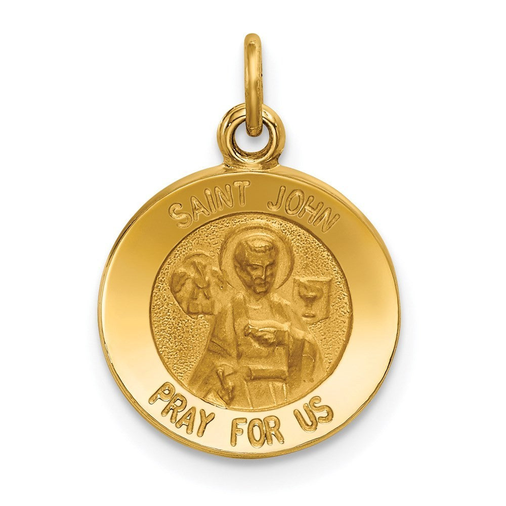 14k Yellow Gold Saint John Medal Charm Pendant